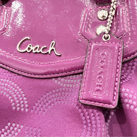 Coach Ashley Dotted Op Art Satchel Convertible Shoulder Bag Berry 20027 EUC - Picture 7 of 13